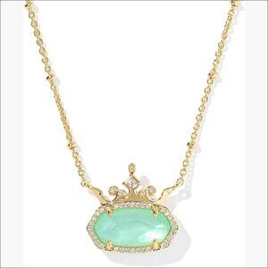 Gold Plated Brass Pendant Necklace with Reversible Crown Accent
